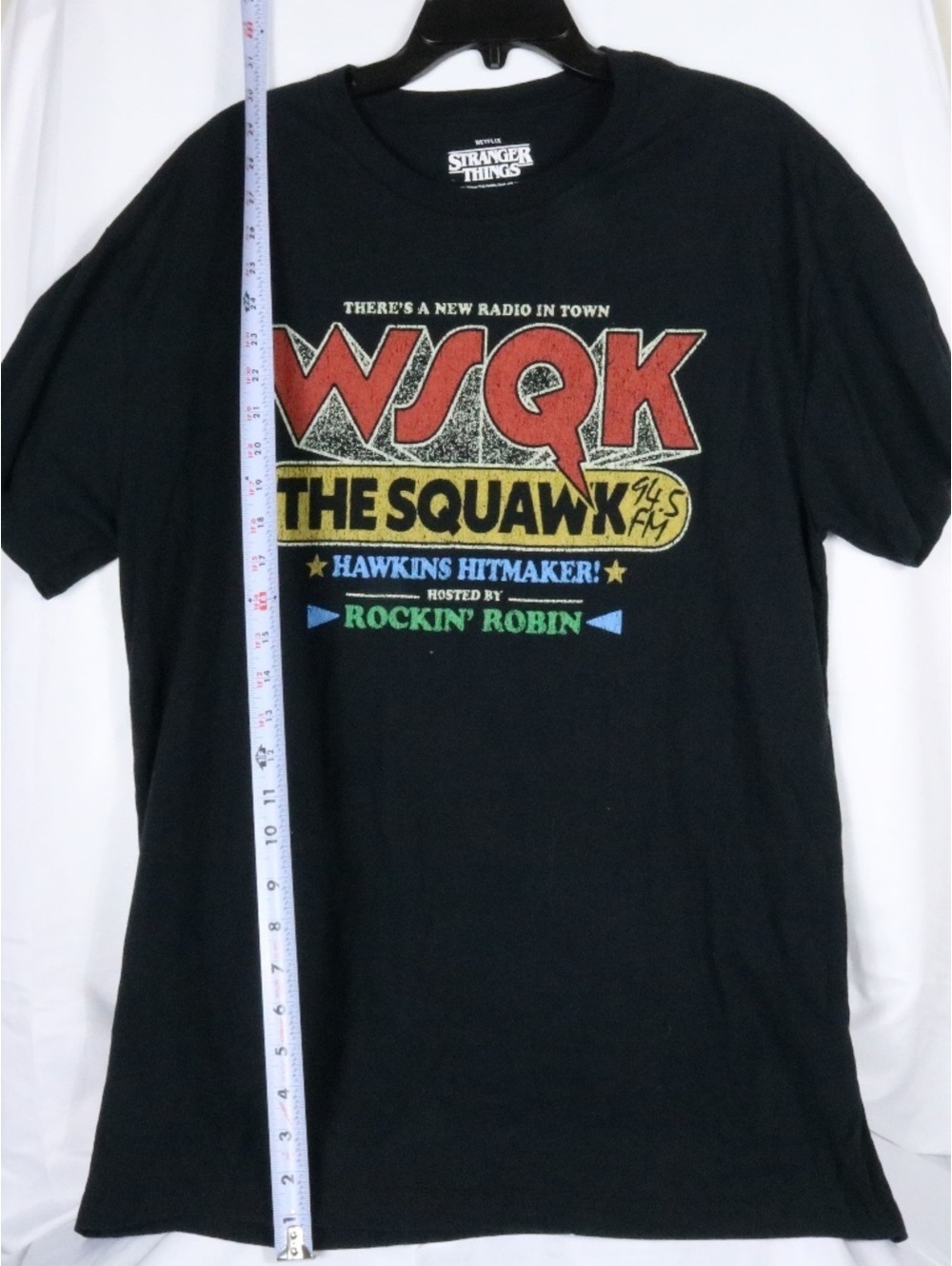 Stranger Things Shirt Mens XL Black WSQK The Squawk Radio Graphic Tee NWT